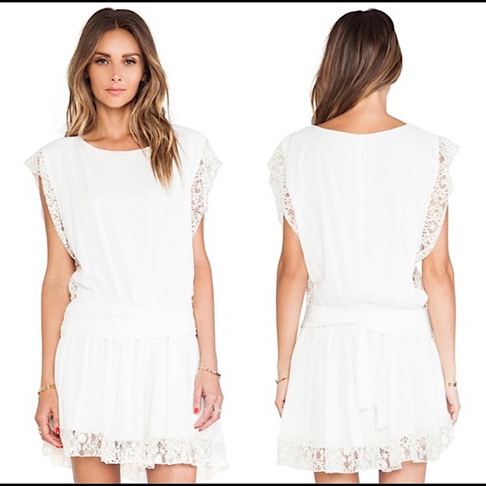 Boulee Saba Breezy Lace Trimmed Mini Dress